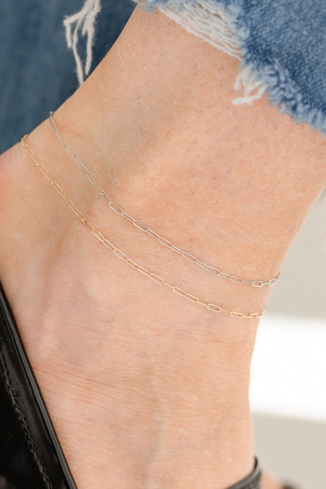 Permanent White Gold Chain Anklet
