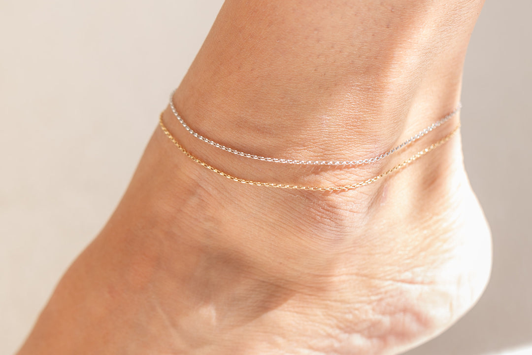 Permanent White Gold Chain Anklet