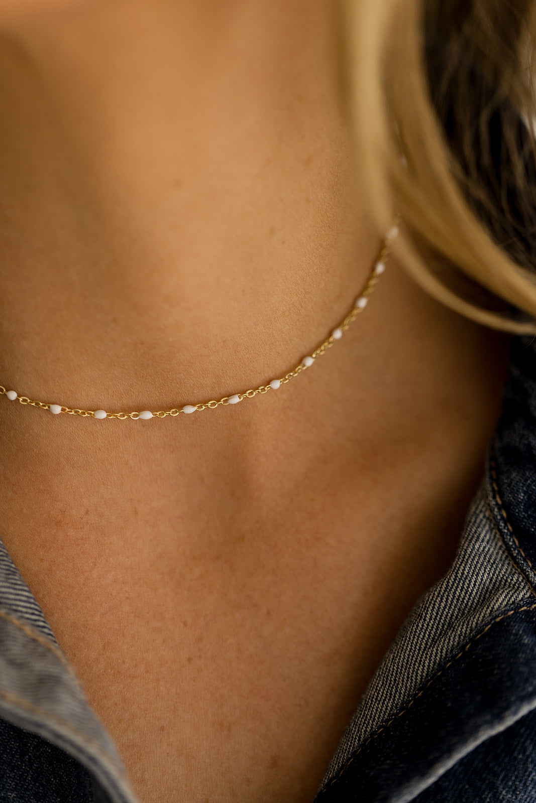 White Hampton Necklace (Gold Filled)